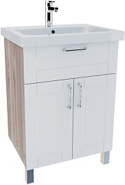 Iddis Тумба с раковиной New Sena 60 белая/светлое дерево – фотография-1